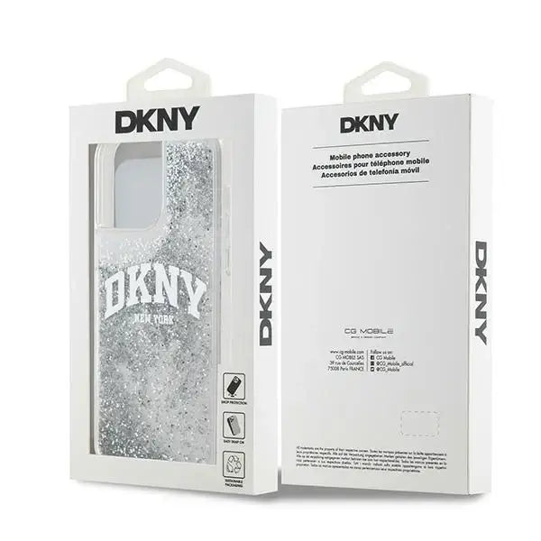 Кейс DKNY Liquid Glitter Big Logo за iPhone 15 Pro Max бял