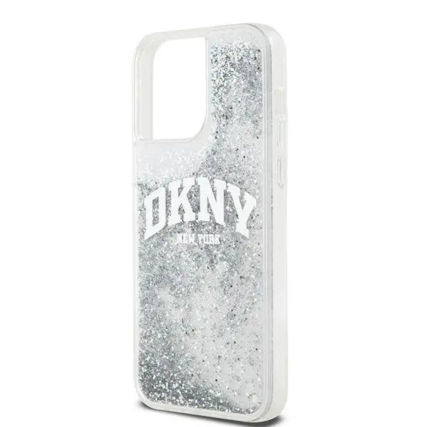 Кейс DKNY Liquid Glitter Big Logo за iPhone 15 Pro Max бял