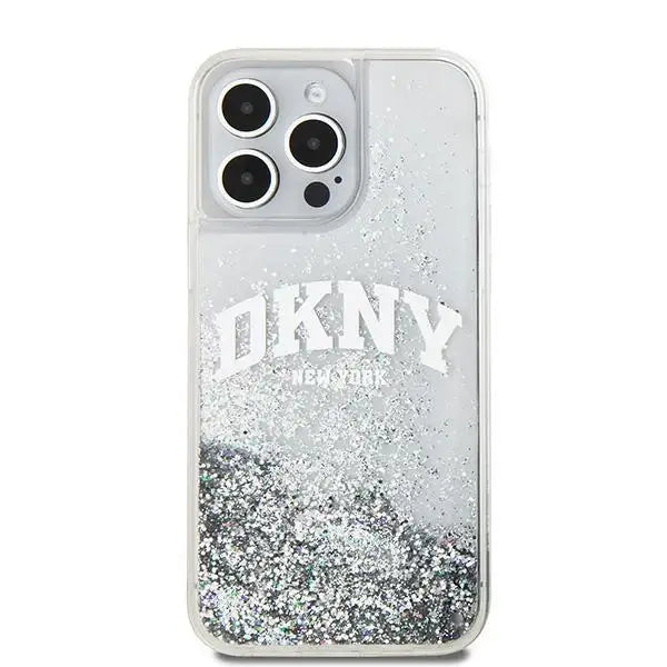 Кейс DKNY Liquid Glitter Big Logo за iPhone 15 Pro Max бял