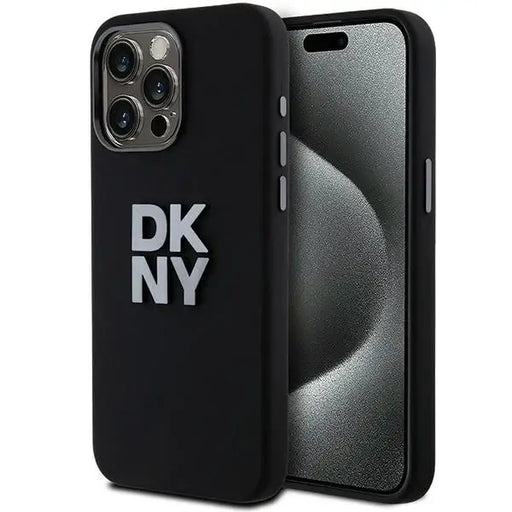 Кейс DKNY Liquid Silicone Metal Logo за iPhone 15 Pro черен