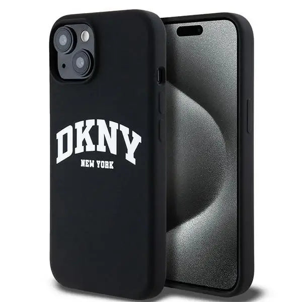 Кейс DKNY Liquid Silicone White Printed Logo MagSafe