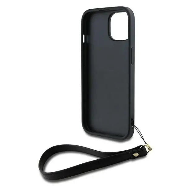 Кейс DKNY Wrist Strap Stock Logo iPhone за 15 Plus черен