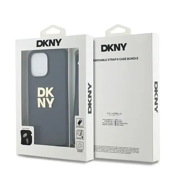 Кейс DKNY Wrist Strap Stock Logo за iPhone 14 Pro черна