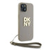 Кейс DKNY Wrist Strap Stock Logo за iPhone 15 Plus бежова