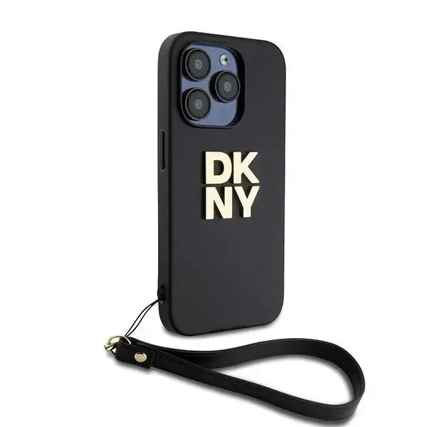 Кейс DKNY Wrist Strap Stock Logo за iPhone 15 Pro черен