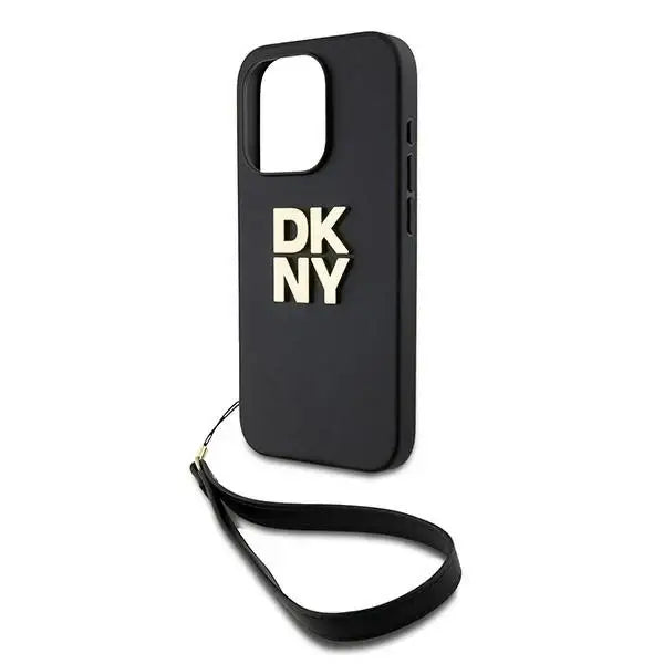 Кейс DKNY Wrist Strap Stock Logo за iPhone 15 Pro черен