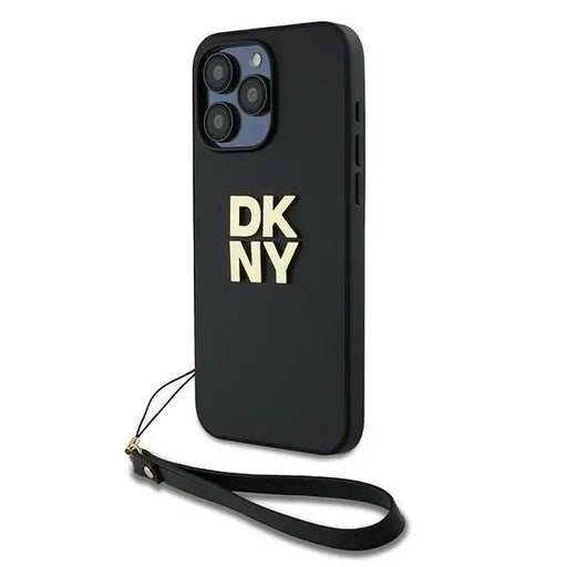 Кейс DKNY Wrist Strap Stock Logo за iPhone 15 Pro Max черна