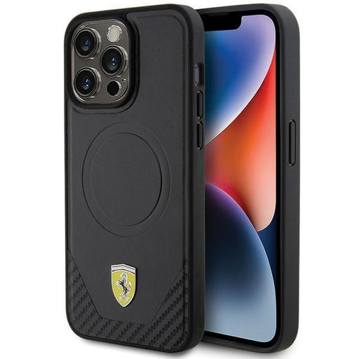 Кейс Ferrari Carbon Metal Logo за iPhone 15 Pro Max