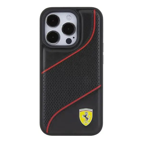 Кейс Ferrari Perforated Waves Metal Logo за iPhone 15