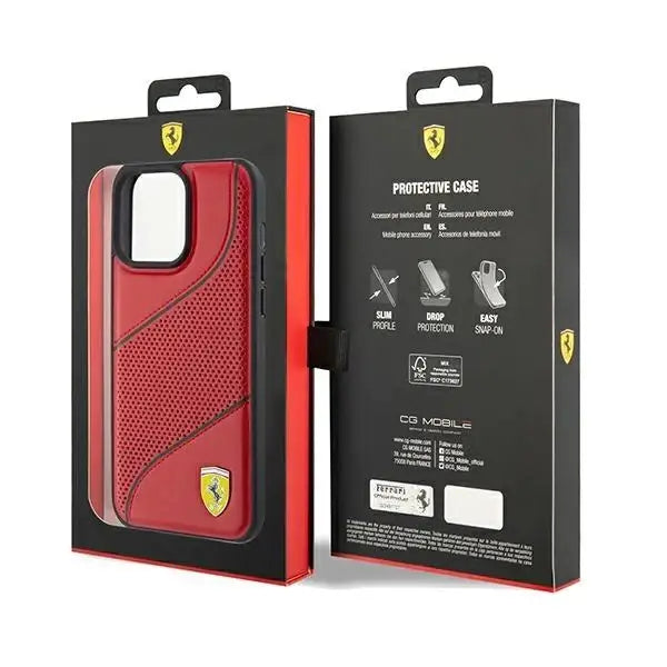 Кейс Ferrari Perforated Waves Metal Logo за iPhone 15