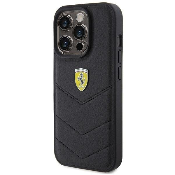 Кейс Ferrari Quilted Metal Logo за iPhone 15 Pro черен