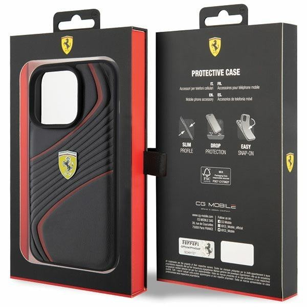 Кейс Ferrari Twist Metal Logo за iPhone 15 Pro черен