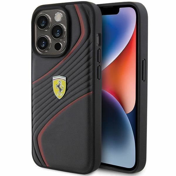 Кейс Ferrari Twist Metal Logo за iPhone 15 Pro черен