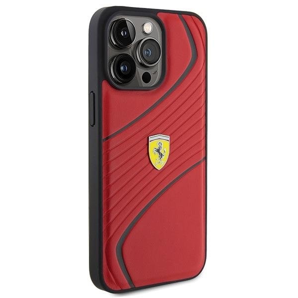 Кейс Ferrari Twist Metal Logo за iPhone 15 Pro Max червен