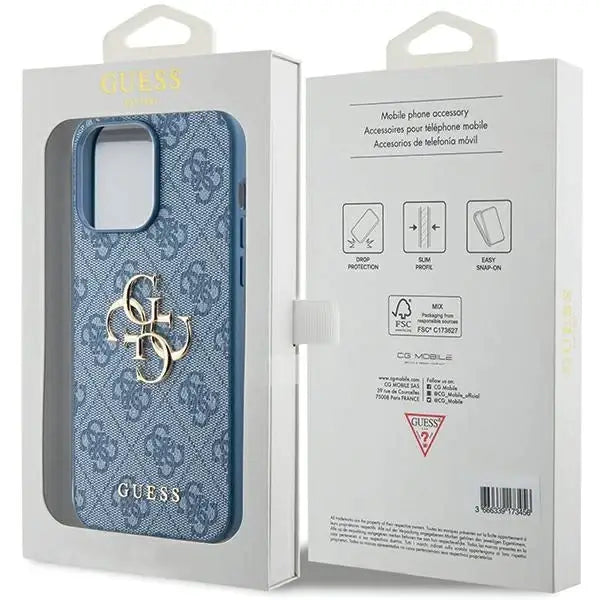 Кейс Guess 4G Big Metal Logo за iPhone 15 Pro Max син