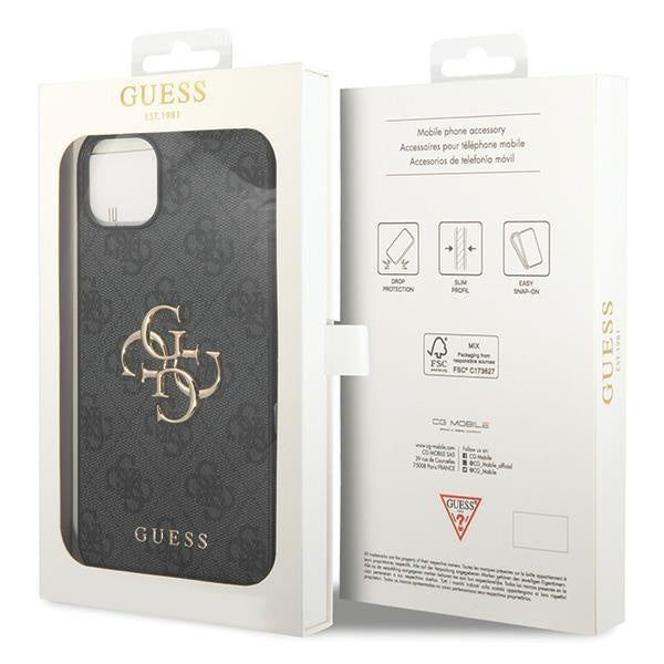 Кейс Guess 4G Big Metal Logo за iPhone 15 сив