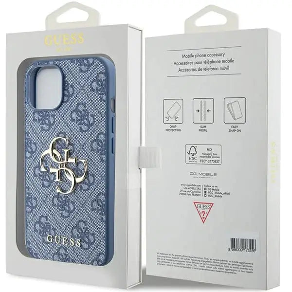 Кейс Guess 4G Big Metal Logo за iPhone 15/14/13 син