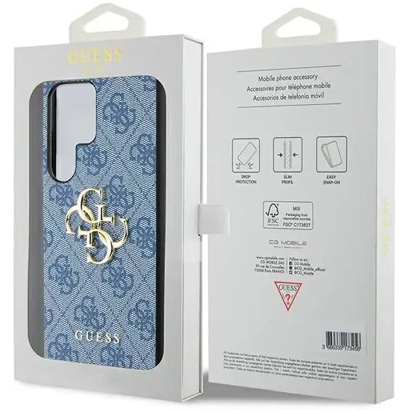 Кейс Guess 4G Big Metal Logo за Samsung Galaxy S24 Ultra син