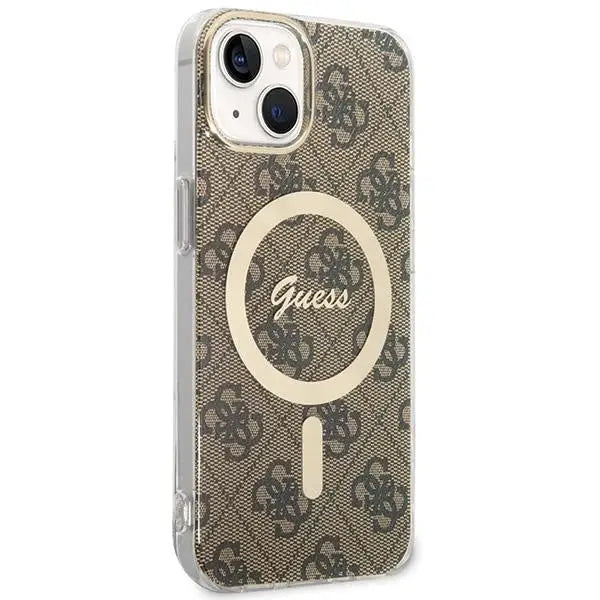 Кейс Guess 4G MagSafe за iPhone 15 / 14 / 13 кафяв