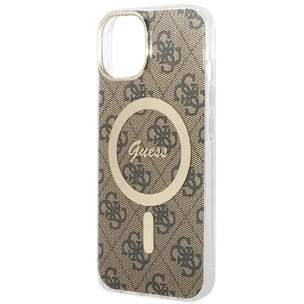 Кейс Guess 4G MagSafe за iPhone 15 / 14 / 13 кафяв