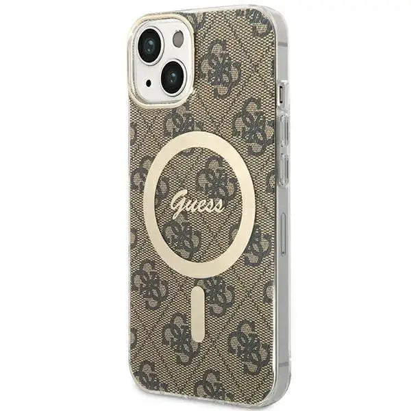 Кейс Guess 4G MagSafe за iPhone 15 / 14 / 13 кафяв