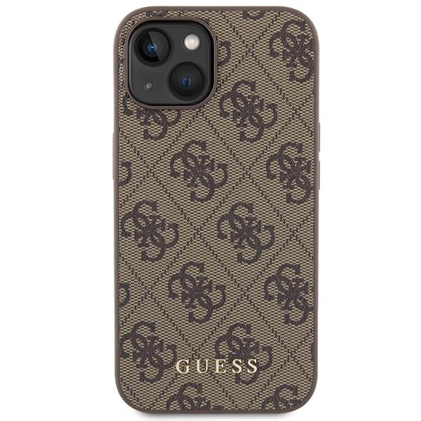 Кейс Guess 4G Metal Gold Logo за iPhone 15 кафяв