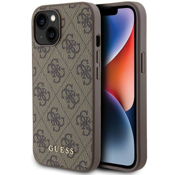 Кейс Guess 4G Metal Gold Logo за iPhone 15 кафяв