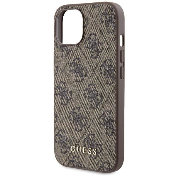 Кейс Guess 4G Metal Gold Logo за iPhone 15 кафяв