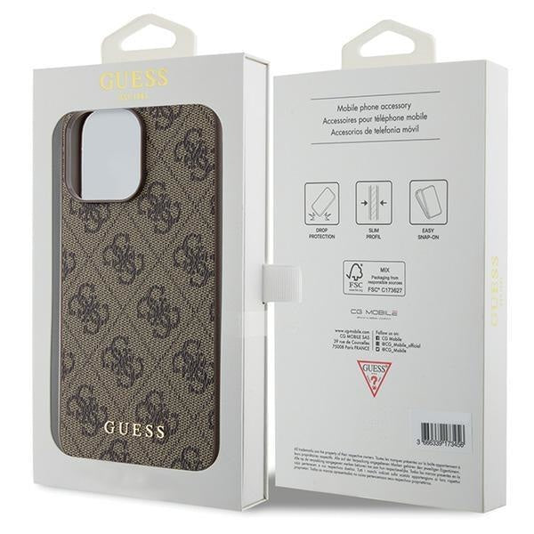 Кейс Guess 4G Metal Gold Logo за iPhone 15 Pro Max кафяв