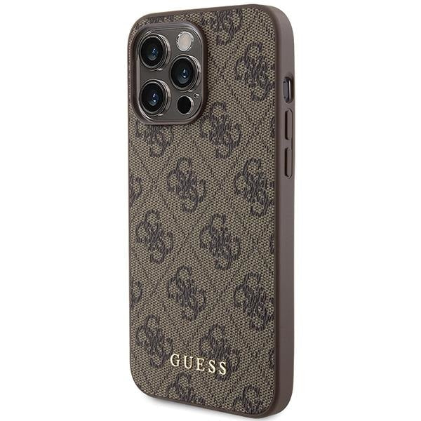 Кейс Guess 4G Metal Gold Logo за iPhone 15 Pro Max кафяв