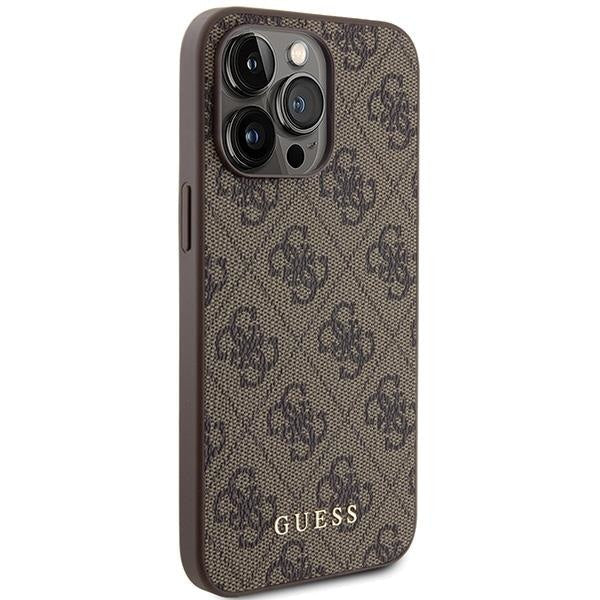 Кейс Guess 4G Metal Gold Logo за iPhone 15 Pro Max кафяв