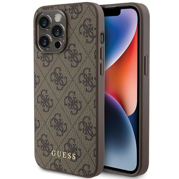 Кейс Guess 4G Metal Gold Logo за iPhone 15 Pro Max кафяв