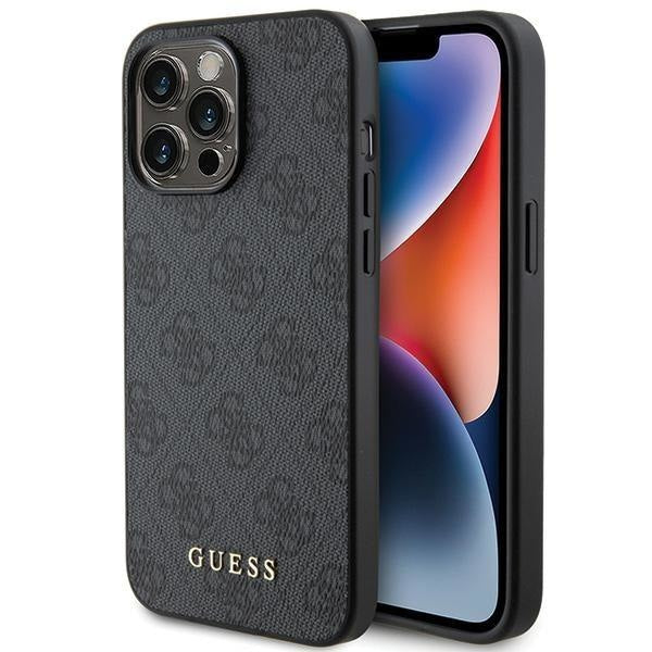 Кейс Guess 4G Metal Gold Logo за iPhone 15 Pro Max сив