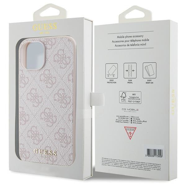 Кейс Guess 4G Metal Gold Logo за iPhone 15 розов