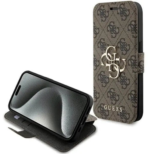 Кейс Guess 4G Metal Logo за iPhone 15 Pro Max кафяв