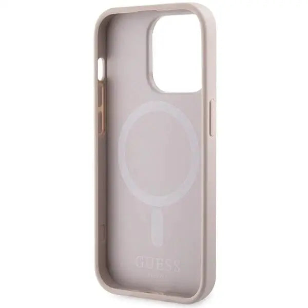 Кейс Guess 4G Printed Stripes MagSafe за iPhone 15 Pro розов