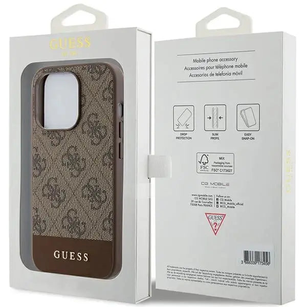 Кейс Guess 4G Stripe Collection за iPhone 15 Pro кафяв