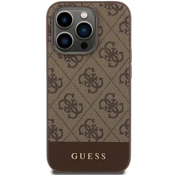 Кейс Guess 4G Stripe Collection за iPhone 15 Pro кафяв