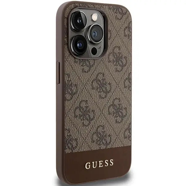 Кейс Guess 4G Stripe Collection за iPhone 15 Pro Max кафяв