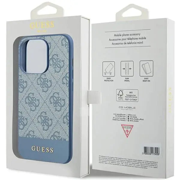 Кейс Guess 4G Stripe Collection за iPhone 15 Pro Max син