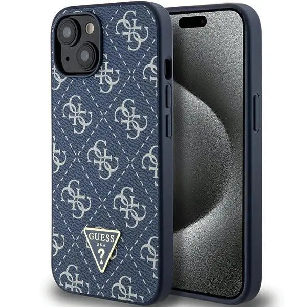 Кейс Guess 4G Triangle Metal Logo за iPhone 15 Plus / 14 син