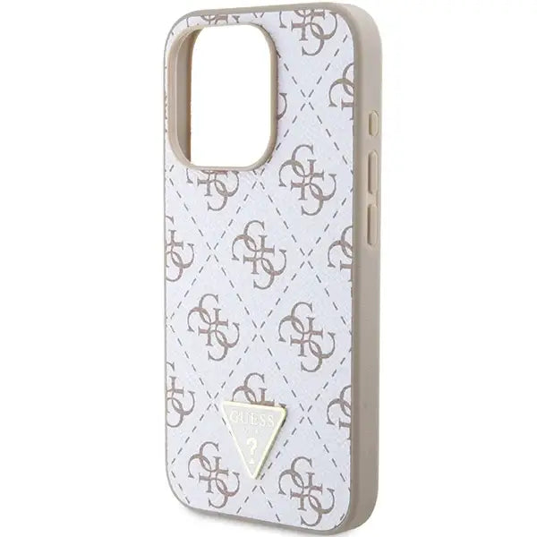 Кейс Guess 4G Triangle Metal Logo за iPhone 15 Pro бял