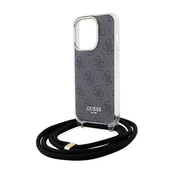 Кейс Guess Crossbody Cord 4G Print за iPhone 15 Pro черен