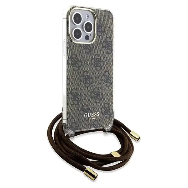 Кейс Guess Crossbody Cord 4G Print за iPhone 15 Pro кафяв