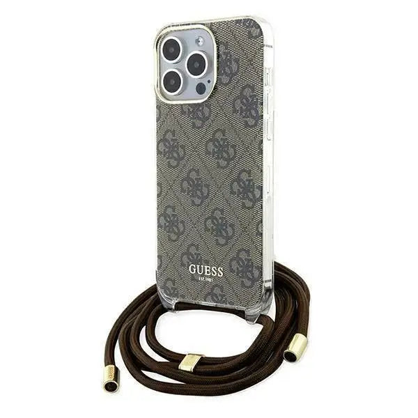 Кейс Guess Crossbody Cord 4G Print за iPhone 15 Pro кафяв