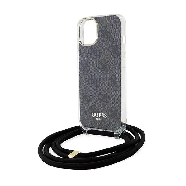 Кейс Guess Crossbody Cord 4G Print за iPhone 15/14/13 черен