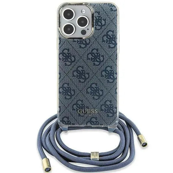 Кейс Guess Crossbody Cord 4G Print за iPhone 15/14/13 син