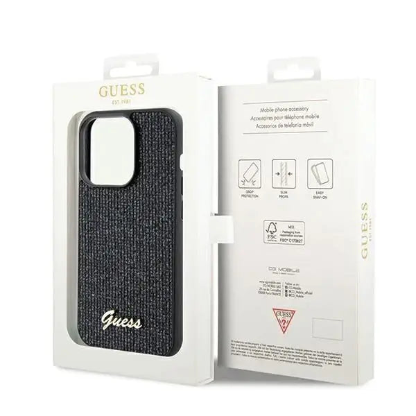 Кейс Guess Disco Metal Script за iPhone 14 Pro черен