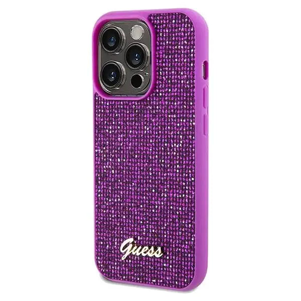 Кейс Guess Disco Metal Script за iPhone 14 Pro лилав