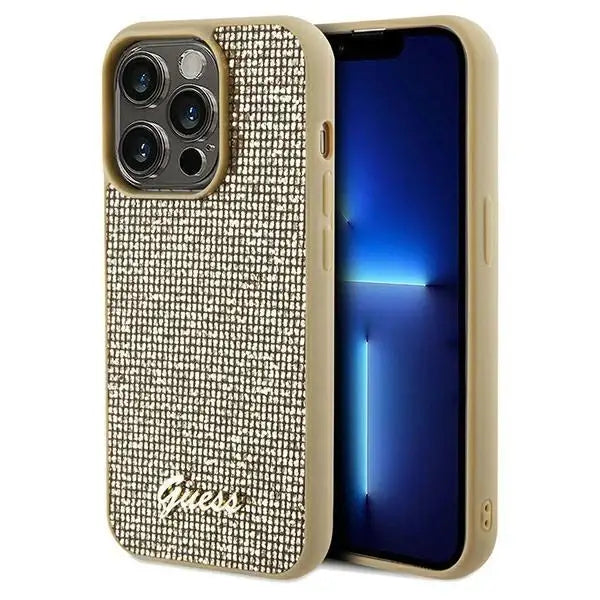 Кейс Guess Disco Metal Script за iPhone 14 Pro Max златист